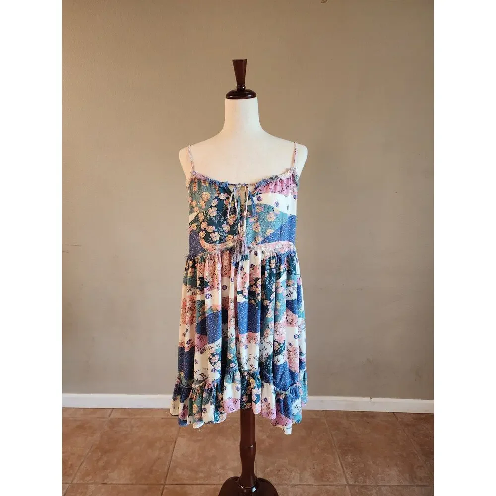 Lovestitch Sammy Mini Dress SZ Large Floral Tiered Boho Ruffles - Picture 5 of 13